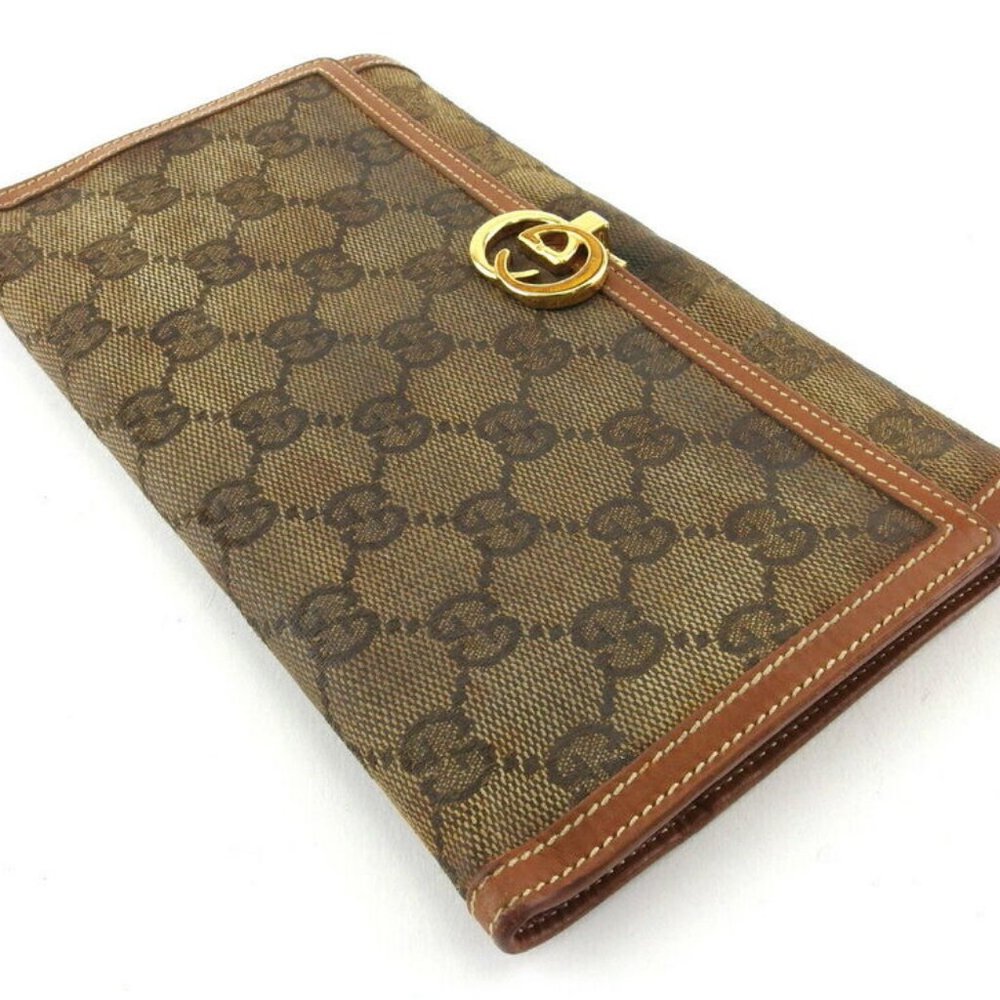 Auth GUCCI long wallet GG canvas beige canvas x leather - Picture 10 of 10